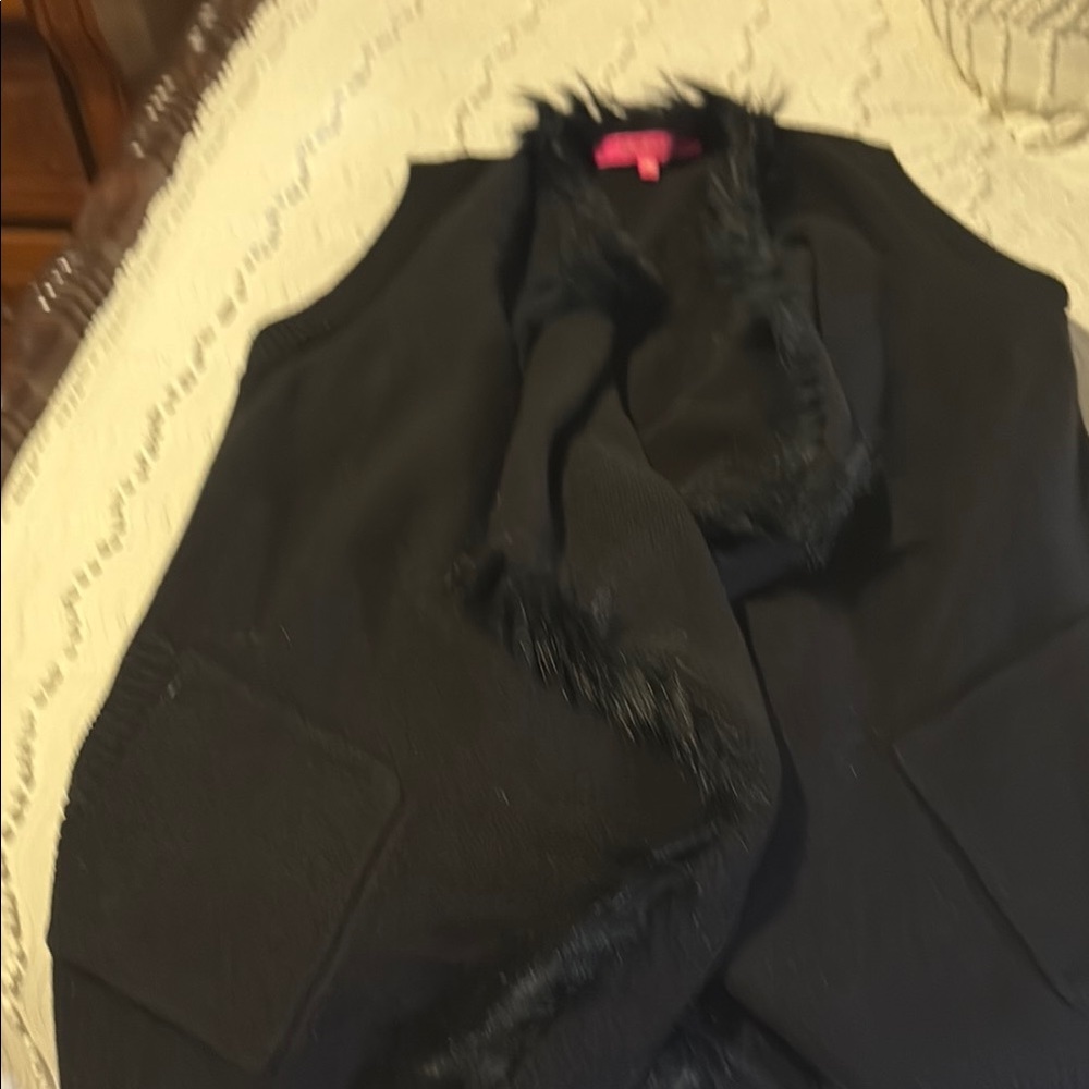 Lilly Pulitzer Black Faux Fur Vest